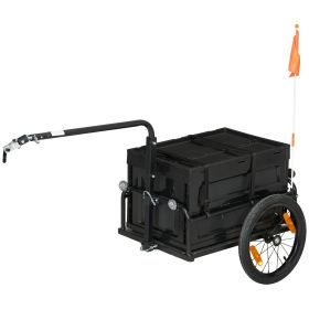 Trailer for Bike, Bicycle Cargo Trailer with Removable Storage Box and Folding Frame, Steel Bottom