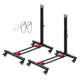 Bike Stand 2 Pack, Freestanding Vertical & Horizontal Bike Storage Rack, with Lockable Casters