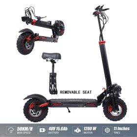 Adult Electric Scooter 1200W Powerful Motor 31MPH High Speed Off Road Scooter 48V 15.6AH Battery 11" Tubeless Tire Double Disc Brake
