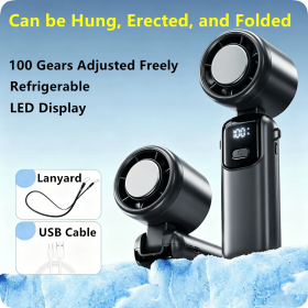 Portable Handheld Mini Turbo Fan USB Rechargeable Ice Cooling Fans w/LED Display(Must Provide A Hazardous Materials Shipping Label For Self-picku