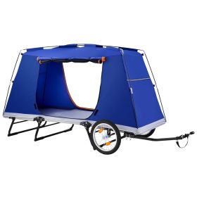Bike Camper Trailer Tent 300 lbs Static Load Folding Bicycle Wagon, with 16-Inch Wheels, PU2000 Coating, Carbon Steel Frame, Quick Setup