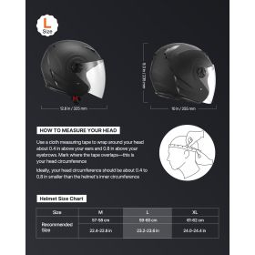 Motorcycle Helmet, 3/4 Open Face, Adult Motocross Dirt Bike Helmet with Clear Visor