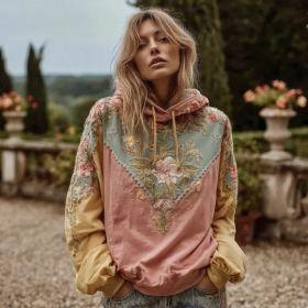 Women's 3D Printed Retro Bohemian Style Hoodie With Floral Floral Print, Loose Fit, Casual, Warm, Sporty, Hooded, Street Style (Option: 4style-S)