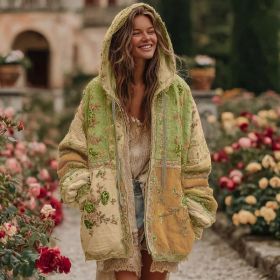 Ladies' Printed Hooded Zip-Up Jacket (Option: Style10-S)