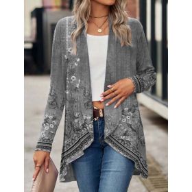 Shawl Small Suit Cardigan Outer Wear Ethnic Style (Option: Gray-S)