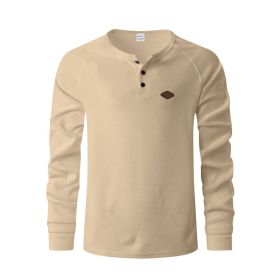Waffle Buckle Quick-drying Raglan Henry Long Sleeve (Option: Khaki-S)