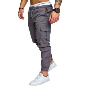 Men's Woven Fabric Casual Pants Corset Pants (Option: Gery-M)