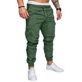 Men's Woven Fabric Casual Pants Corset Pants (Option: Green-3XL)