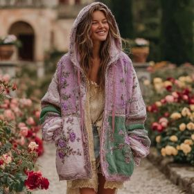 Ladies' Printed Hooded Zip-Up Jacket (Option: Style9-S)
