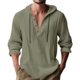 Hooded Casual Loose-fitting T-shirt Sweater For Men (Option: Army green-S)