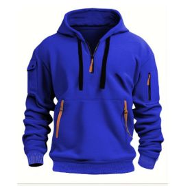 Dropped Shoulder Hooded Sweatshirt Men's Women's Plus Size Loose Pullover Fashion Sweatshirt (Option: Blue-3XL-1pcs)