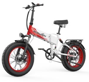ZAZAWORK CF1000 Folding Electric Bike 48V 1000W, 20AH Battery Up to 120KM (Color: WHITE&RED)