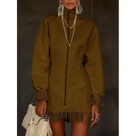Women's Casual Tassel Zipper Sweatshirt Dress (Option: 3style-S)