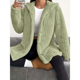 Hooded Loose Plush Coat Women's Regular Sleeve (Option: Green-M)