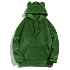 Men's Casual Cool Fashion Sweater Coral Fleece Jacket (Option: Green-M)
