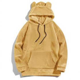 Men's Casual Cool Fashion Sweater Coral Fleece Jacket (Option: Beige-L)