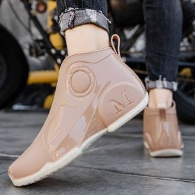 Motorcycle Rain Boots Men's Summer Youth Outdoor Non-slip Wading Shoes Fashion Low Top Flat Work Shoes Rubber Shoes (Option: Khaki-42)