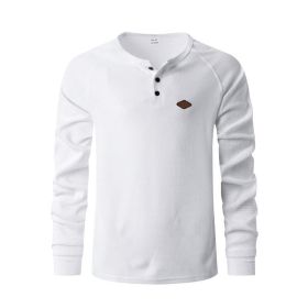Waffle Buckle Quick-drying Raglan Henry Long Sleeve (Option: White-XL)
