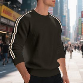 Casual Men's Loose Round Neck Sweater Thin (Option: Brown-L)
