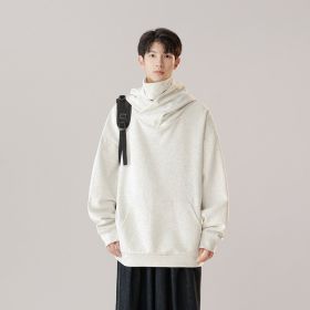 Hooded Turtleneck Sweater Men's Autumn Winter Couple Workwear Mechanical Style (Option: Snow Gray-2XL)