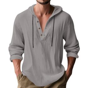Hooded Casual Loose-fitting T-shirt Sweater For Men (Option: Gray-XXXL)
