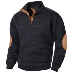 Men's Stand Collar Knitted Joint Stitching Casual Jacquard Cardigan Sweater (Option: Black-2XL)