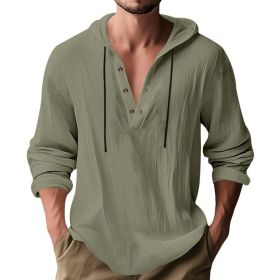 Hooded Casual Loose-fitting T-shirt Sweater For Men (Option: Army green-L)